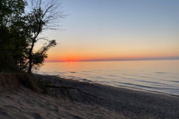 Camping Sunrise on Lake Michigan